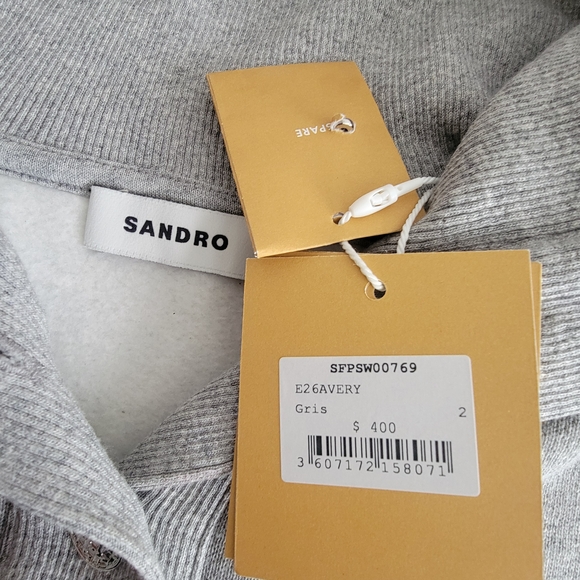 Sandro Light Gray Embellished Sweatshirt - Picture 9 of 9